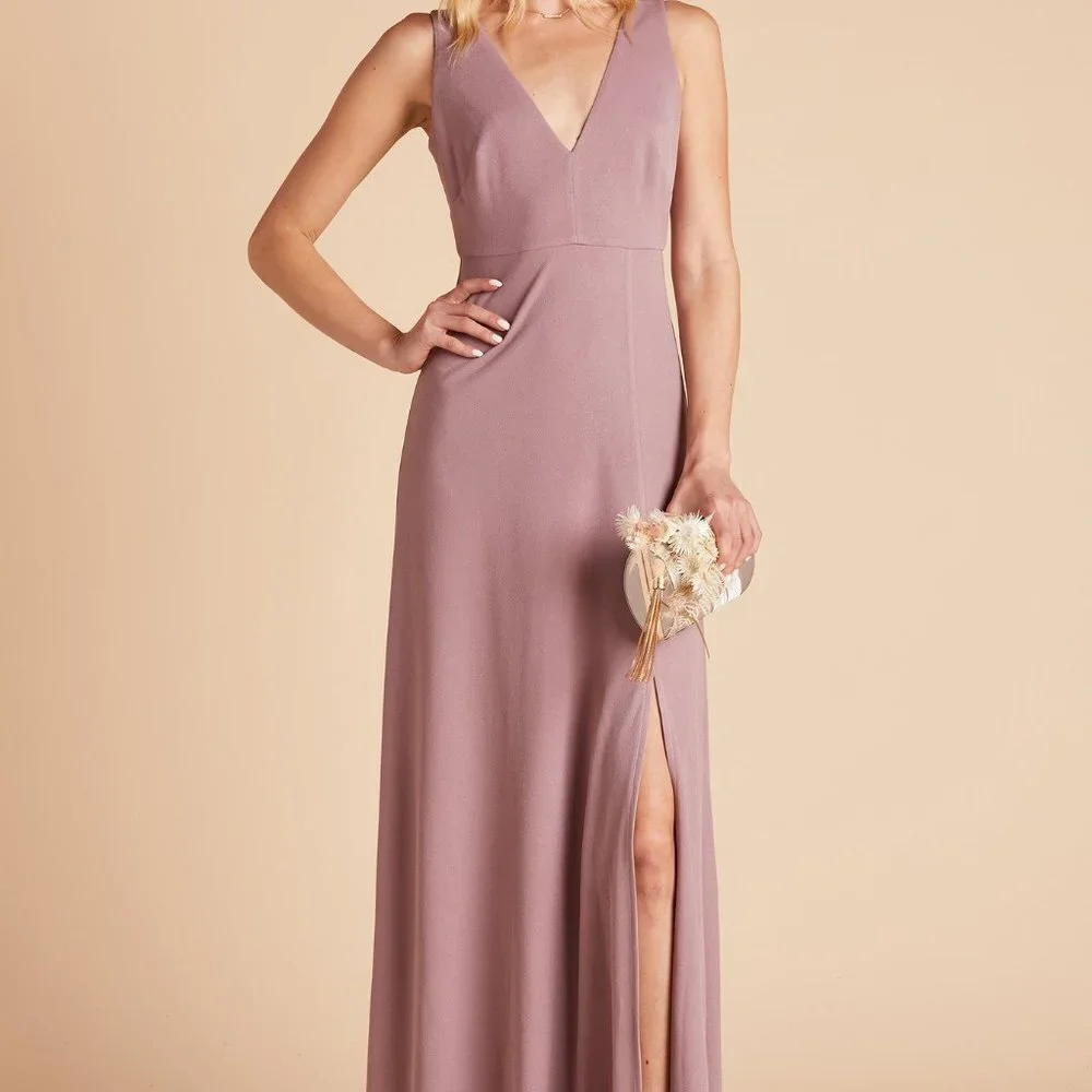 slim fit dress slacks Charming V-Neck Chiffon Floor Length Bridesmaid Dresses with Split main image 0